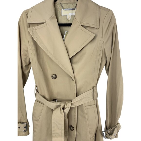 NWT Michael Kors Womens Khaki Trench Coat Size 2 - Picture 3 of 10
